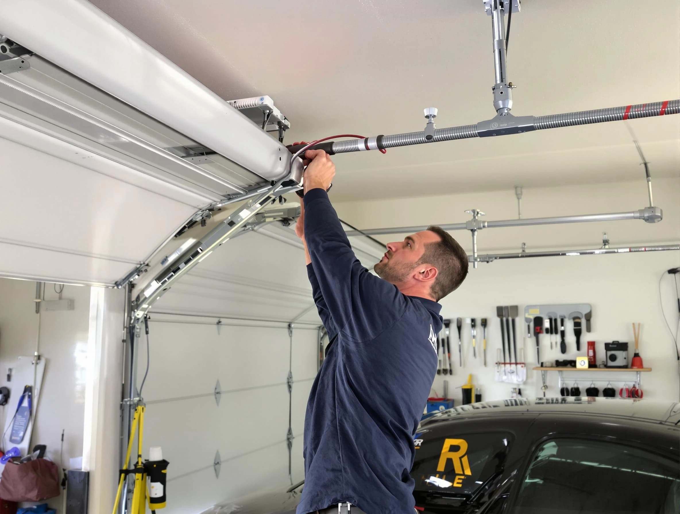 Short Pump Garage Door Repair technician performing garage door cable repair in Short Pump