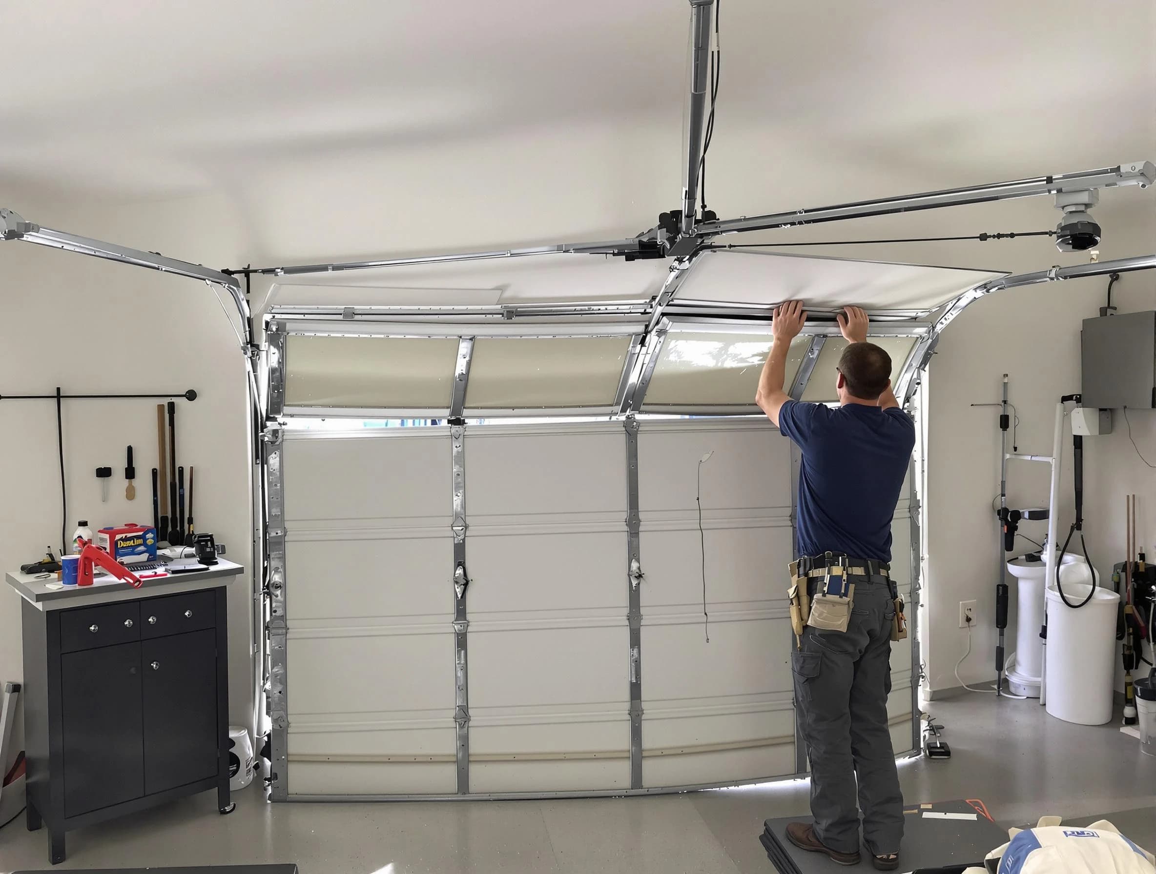 Short Pump Garage Door Repair specialist performing precise section replacement on Short Pump garage door
