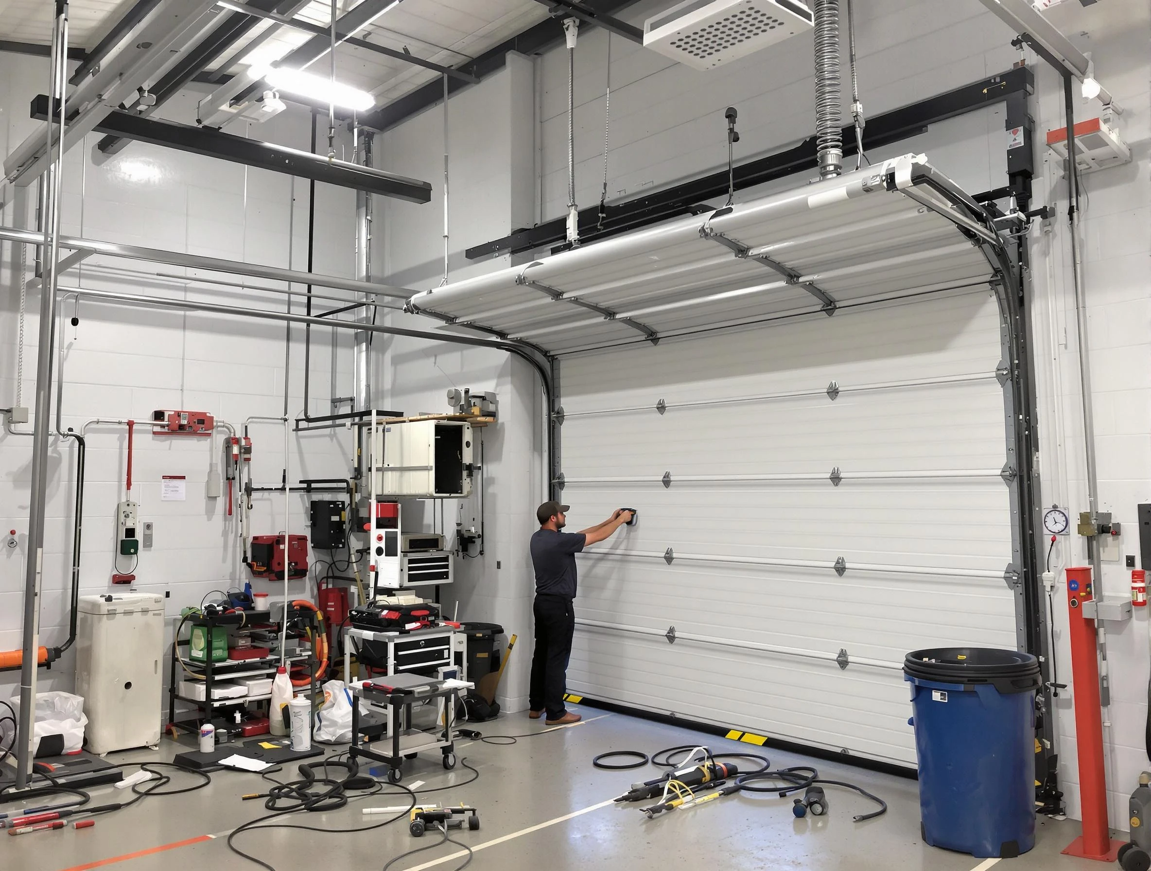 Short Pump Garage Door Repair certified technician performing commercial door repair at a Short Pump business facility