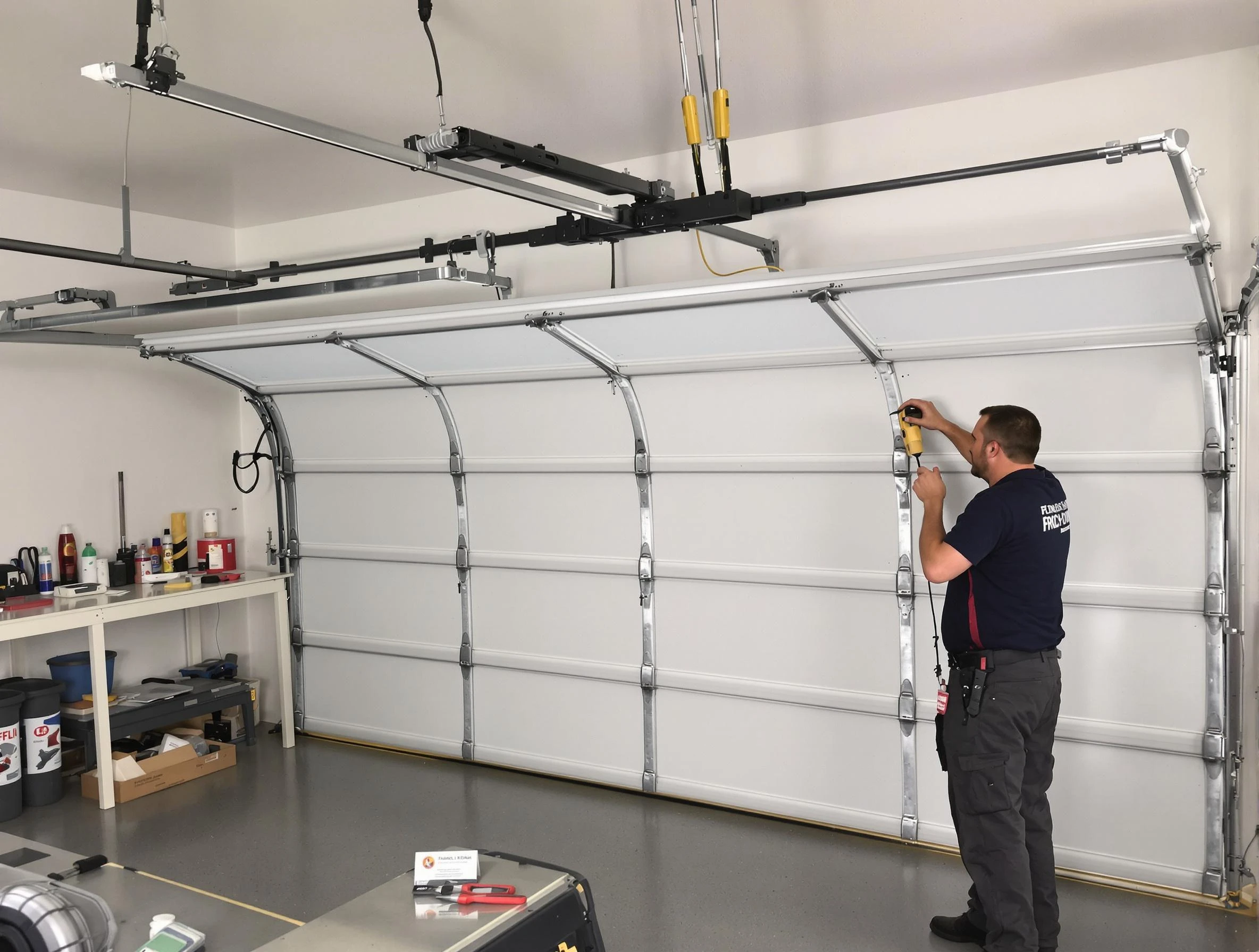 Short Pump Garage Door Repair certified technician performing overhead door system repair in Short Pump