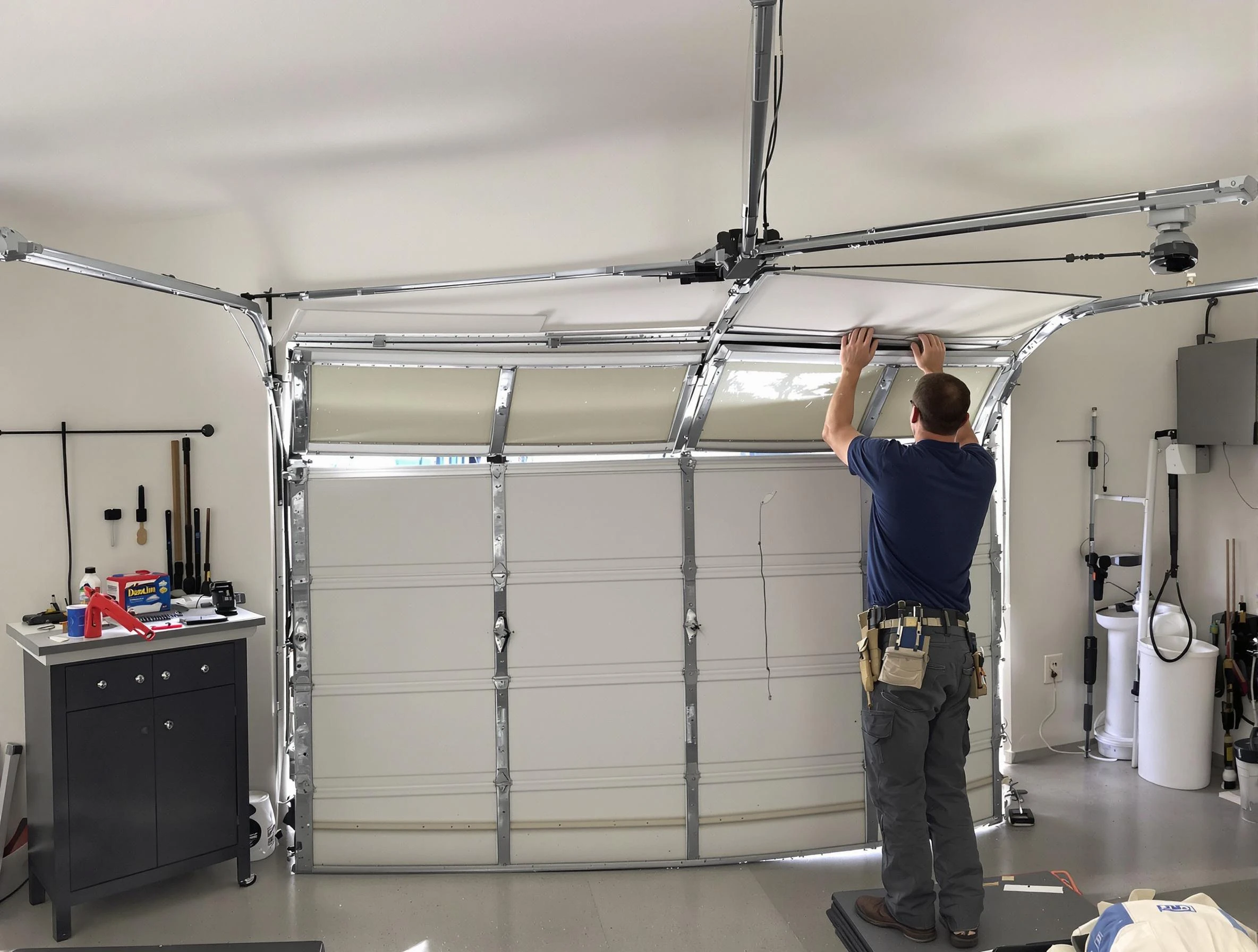 Short Pump Garage Door Repair specialist performing precise section replacement on Short Pump garage door